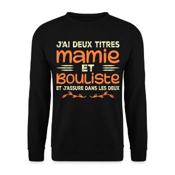 Zwei Titel Granny Bouliste | Oma, Pétanque - Unisex Pullover - Schwarz - Vorne - Alina (178cm) & Michal (187cm)