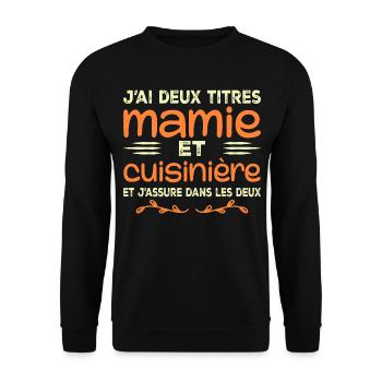 Zwei Titel Oma Köchin | Oma, Küche - Unisex Pullover - Schwarz - Vorne - Alina (178cm) & Michal (187cm)