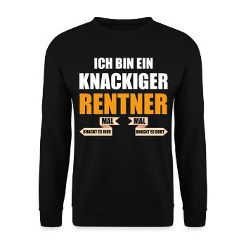 Ich bin ein knackiger Rentner lustige Rente Spruch - Unisex Pullover - Schwarz - Vorne - Alina (178cm) & Michal (187cm)