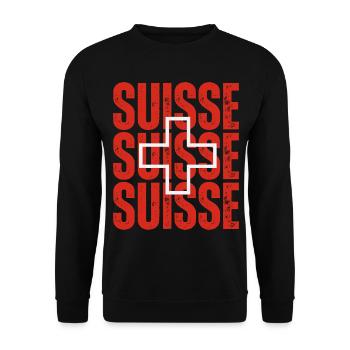 Flagge der Schweiz, Schweizer Stolz - Unisex Pullover - Schwarz - Vorne - Alina (178cm) & Michal (187cm)