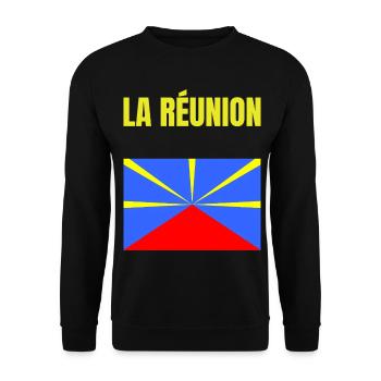 T-shirt drapeau La Réunion volcan - Sweat-shirt Unisexe - noir - Devant - Alina (178cm) & Michal (187cm)