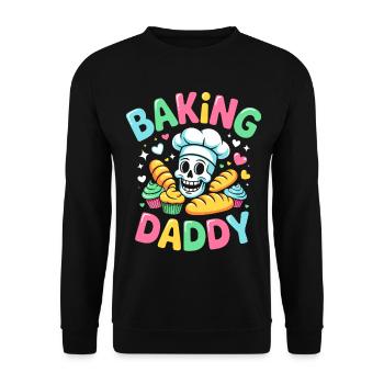 Baking Daddy Cooking Skull - Unisex Sweatshirt - black - Front - Alina (178cm) & Michal (187cm)