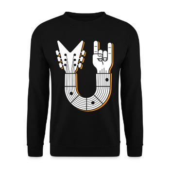 Rock Hand Guitar Emblem - Unisex Sweatshirt - black - Front - Alina (178cm) & Michal (187cm)