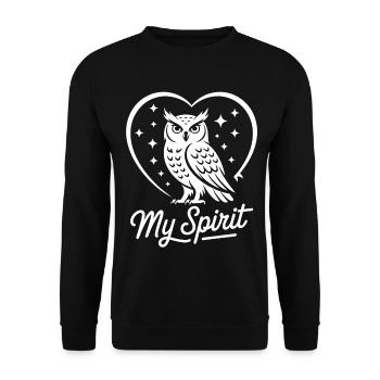 Eule im Herz My Spirit Silhouette - Sweat-shirt Unisexe - noir - Devant - Alina (178cm) & Michal (187cm)