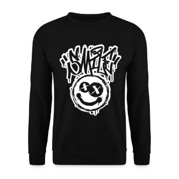 Smile Face Graphitti Letters - Unisex Sweatshirt - black - Front - Alina (178cm) & Michal (187cm)