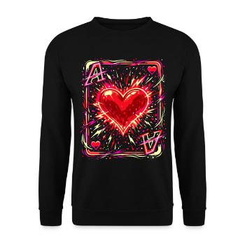 As de cœur Costume de cartes à jouer Poker de carnaval Drôle - Sweat-shirt Unisexe - noir - Devant - Alina (178cm) & Michal (187cm)
