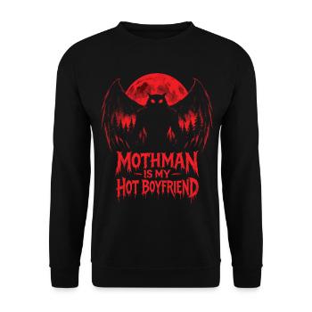 Mothman ist mein heißer Freund Kryptid - Unisex Pullover - Schwarz - Vorne - Alina (178cm) & Michal (187cm)