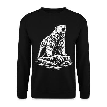 Tribal Polar Bear – Wild Polar Bear Motif - Unisex Sweatshirt - black - Front - Alina (178cm) & Michal (187cm)