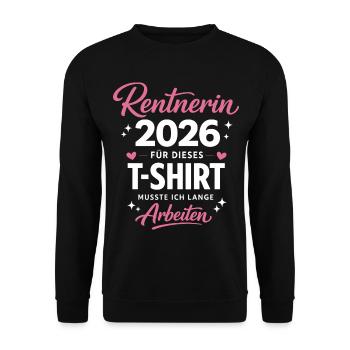 Rente 2026 Legende Ruhestand Geschenk - Unisex Pullover - Schwarz - Vorne - Alina (178cm) & Michal (187cm)
