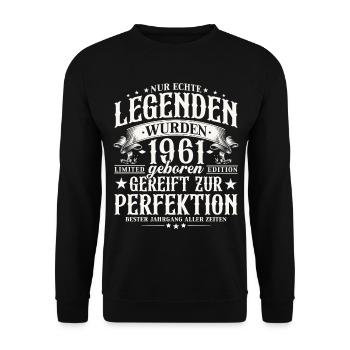 Cadeau d’anniversaire Vintage Born Legends 1961 - Sweat-shirt Unisexe - noir - Devant - Alina (178cm) & Michal (187cm)