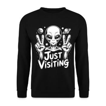 Alien Peace Visitor - Unisex Sweatshirt - black - Front - Alina (178cm) & Michal (187cm)