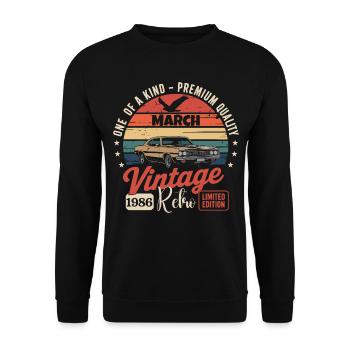 Jubiläum, März 1986, Jahr Limited Edition 1986 - Unisex Pullover - Schwarz - Vorne - Alina (178cm) & Michal (187cm)