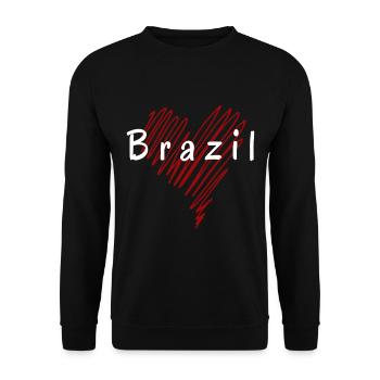 Ich liebe Brasilien, Herz Brasilien - Unisex Pullover - Schwarz - Vorne - Alina (178cm) & Michal (187cm)