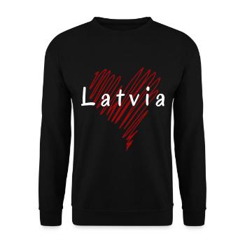 J’aime la Lettonie, c’est le cœur de la Lettonie - Sweat-shirt Unisexe - noir - Devant - Alina (178cm) & Michal (187cm)