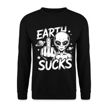 Alien Stinkefinger - Unisex Pullover - Schwarz - Vorne - Alina (178cm) & Michal (187cm)