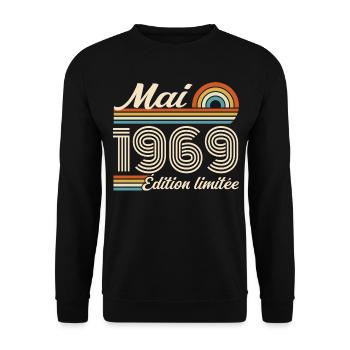 Cadeau Anniversaire 57 ans - Né mai 1969 - Sweat-shirt Unisexe - noir - Devant - Alina (178cm) & Michal (187cm)