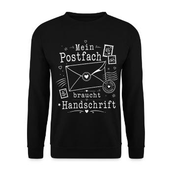 Analoge Freundschaft mit Briefcharme - Unisex Pullover - Schwarz - Vorne - Alina (178cm) & Michal (187cm)