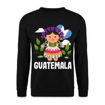 Guatemala Flagge T-Shirt Stolz & Heimat Chapín - Unisex Pullover - Schwarz - Vorne - Alina (178cm) & Michal (187cm)