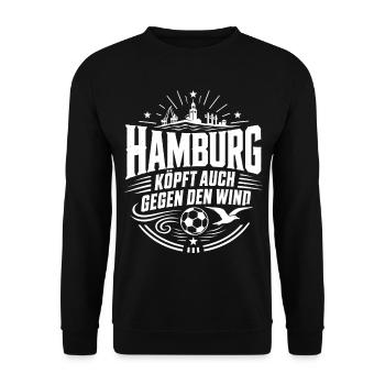 Hamburg köpft auch gegen den Wind - Unisex Pullover - Schwarz - Vorne - Alina (178cm) & Michal (187cm)