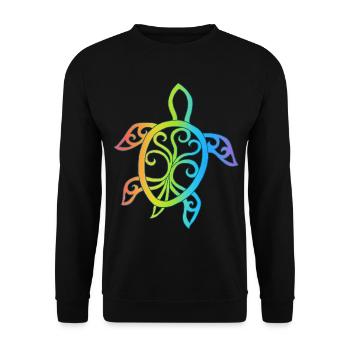 Mehrfarbige Mandala-Schildkröte - Unisex Pullover - Schwarz - Vorne - Alina (178cm) & Michal (187cm)