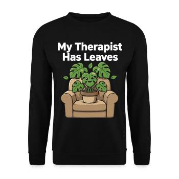 Mon thérapeute a de l’humour des feuilles, des plantes - Sweat-shirt Unisexe - noir - Devant - Alina (178cm) & Michal (187cm)
