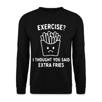 Extra Fries Frustration - Unisex Pullover - Schwarz - Vorne - Alina (178cm) & Michal (187cm)