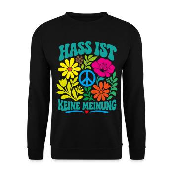 Hass ist keine Meinung - Unisex Pullover - Schwarz - Vorne - Alina (178cm) & Michal (187cm)