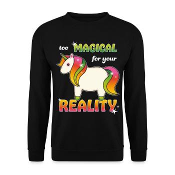 Regenbogen Einhorn - Unisex Pullover - Schwarz - Vorne - Alina (178cm) & Michal (187cm)