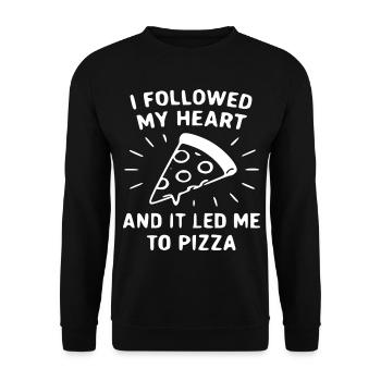 Pizzaherz: Folge dem Herzen - Unisex Pullover - Schwarz - Vorne - Alina (178cm) & Michal (187cm)