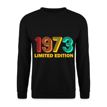 Born in 1973 Born 1973 Gift Birthday - Unisex Sweatshirt - black - Front - Alina (178cm) & Michal (187cm)