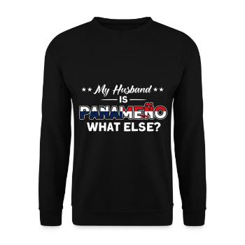 My husband is Panameno Panama souvenir - Unisex Sweatshirt - black - Front - Alina (178cm) & Michal (187cm)