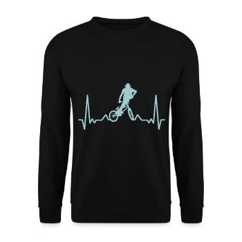 Retro BMX Heartbeat - Unisex Pullover - Schwarz - Vorne - Alina (178cm) & Michal (187cm)
