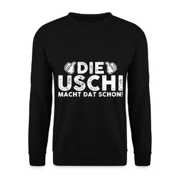 Die Uschi Macht Dat Schon - Unisex Pullover - Schwarz - Vorne - Alina (178cm) & Michal (187cm)