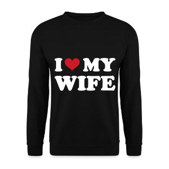 Ich liebe meine Frau - Unisex Pullover - Schwarz - Vorne - Alina (178cm) & Michal (187cm)