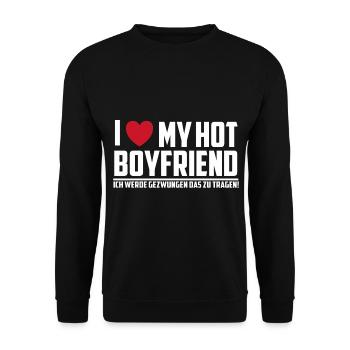 i love my hot boyfriend - Unisex Pullover - Schwarz - Vorne - Alina (178cm) & Michal (187cm)