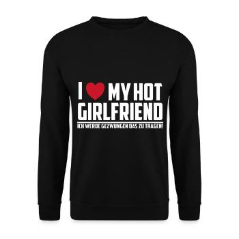 I love my hot girlfriend - Unisex Pullover - Schwarz - Vorne - Alina (178cm) & Michal (187cm)