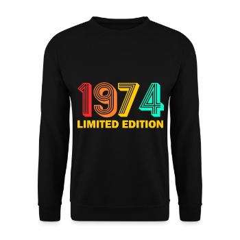 1974 born Born 1974 Gift Birthday - Unisex Sweatshirt - black - Front - Alina (178cm) & Michal (187cm)