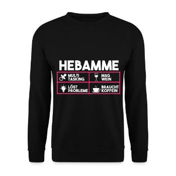 Geburtshelferin Hebamme - Unisex Pullover - Schwarz - Vorne - Alina (178cm) & Michal (187cm)