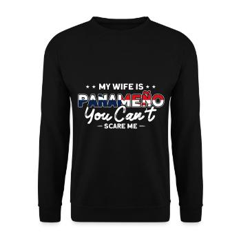 My wife is Panameno Panama Souvenir - Unisex Sweatshirt - black - Front - Alina (178cm) & Michal (187cm)