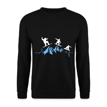 Palpitations cardiaques - Montagne - Snowboard - Sweat-shirt Unisexe - noir - Devant - Alina (178cm) & Michal (187cm)