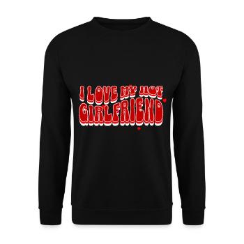 I Love My Hot Girlfriend Partygeschenk Fortgehen - Unisex Pullover - Schwarz - Vorne - Alina (178cm) & Michal (187cm)