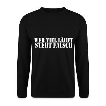 Fußball Kreisliga Libero Verteidiger Geschenkidee - Unisex Pullover - Schwarz - Vorne - Alina (178cm) & Michal (187cm)