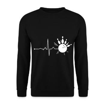 Bowling Herzschlag Bowlingspieler - Unisex Pullover - Schwarz - Vorne - Alina (178cm) & Michal (187cm)
