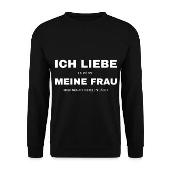 Schach Ich liebe es wenn meine Frau - Unisex Pullover - Schwarz - Vorne - Alina (178cm) & Michal (187cm)