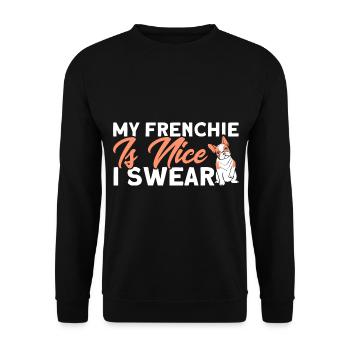 Frenchie Bulldogge Französische Bulldogge Geschenk - Unisex Pullover - Schwarz - Vorne - Alina (178cm) & Michal (187cm)