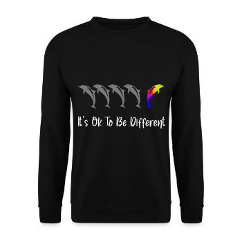 It's Ok To Be Different - Dolphins - Unisex Sweatshirt - black - Front - Alina (178cm) & Michal (187cm)