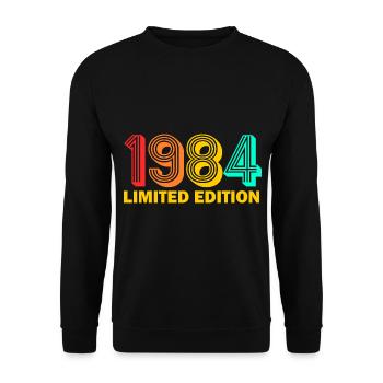 1984 né Né 1984 Cadeau Anniversaire - Sweat-shirt Unisexe - noir - Devant - Alina (178cm) & Michal (187cm)