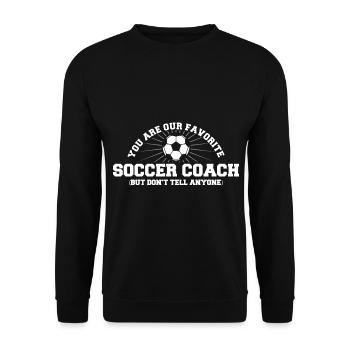 Sport Spieler Fußball Coaches Geschenk - Unisex Pullover - Schwarz - Vorne - Alina (178cm) & Michal (187cm)