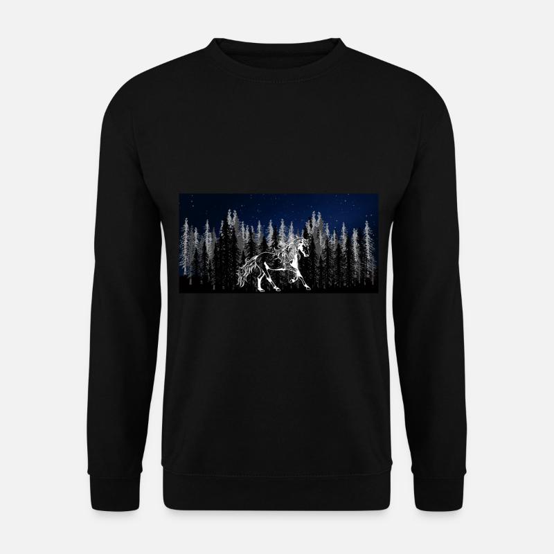 Wildnis Sternenhimmel Wildpferd Hengst Pferdenarr - Unisex Pullover - Schwarz