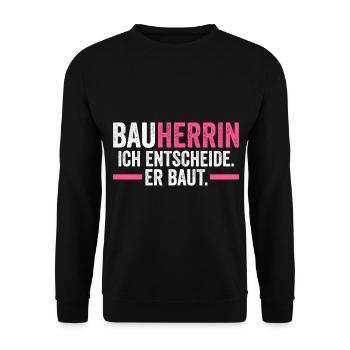 Bauherrin - Unisex Pullover - Schwarz - Vorne - Alina (178cm) & Michal (187cm)